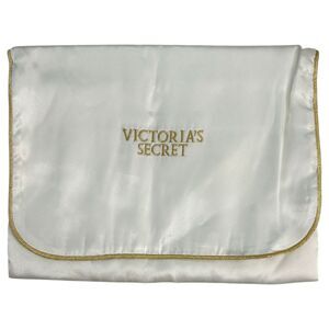 Victoria's Secret Gold Label Vintage Embroidered Logo Satin Lingerie Bag